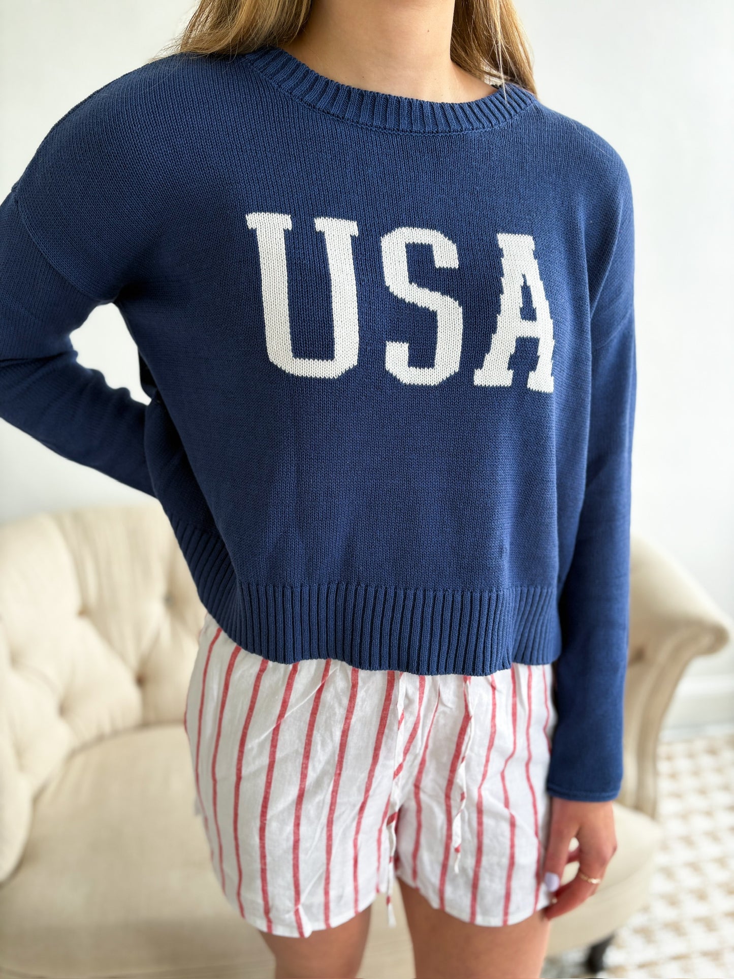 Sienna USA Sweater - Yacht Blue