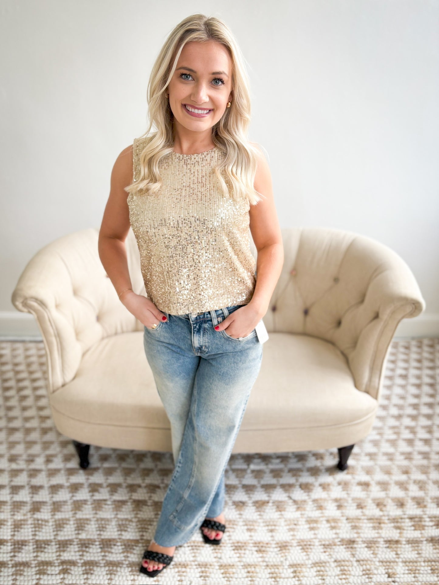 Sloane Sequin Top - Champagne