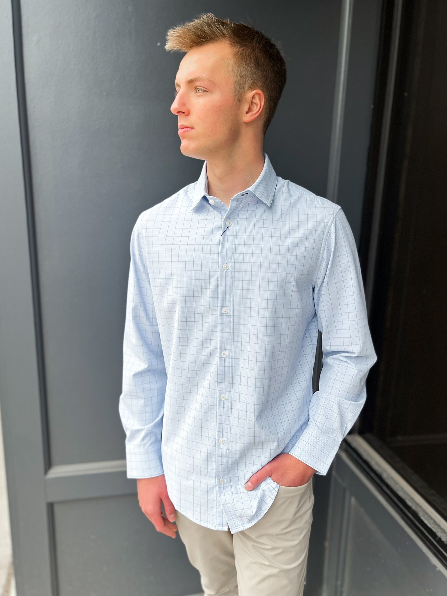 Leeward LS - Sky Crayton Plaid