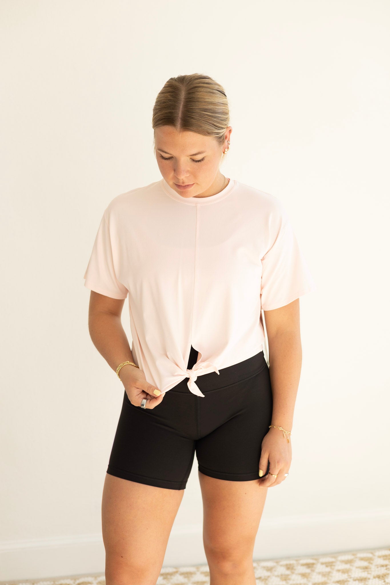 All-Sport Tie-Front SS Shirt - Pink Pearl