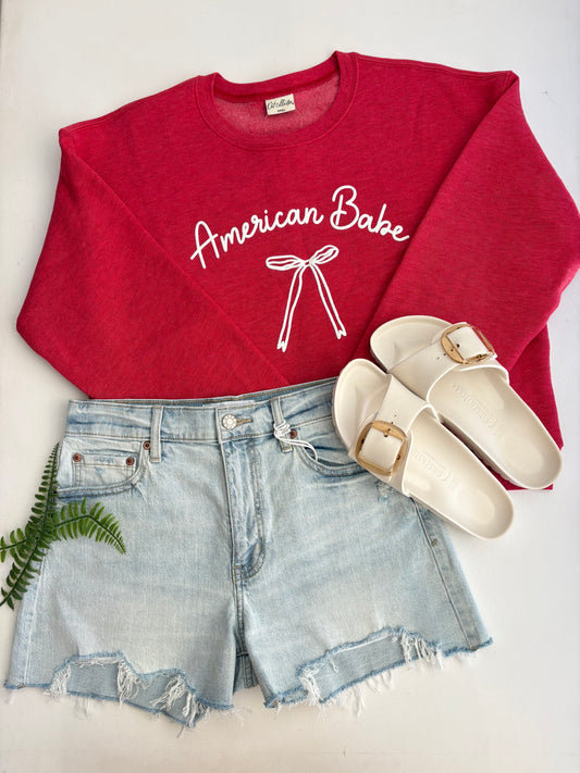 American Babe Puff Sweatshirt - Cranberry Heather