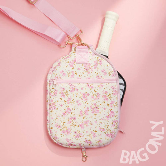 Floral Neoprene Pickleball Paddle Bag - Pink
