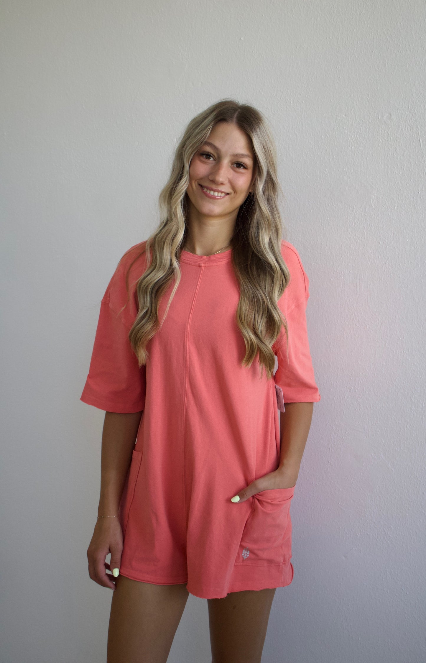 Hot Shot Tee Romper - Hibiscus