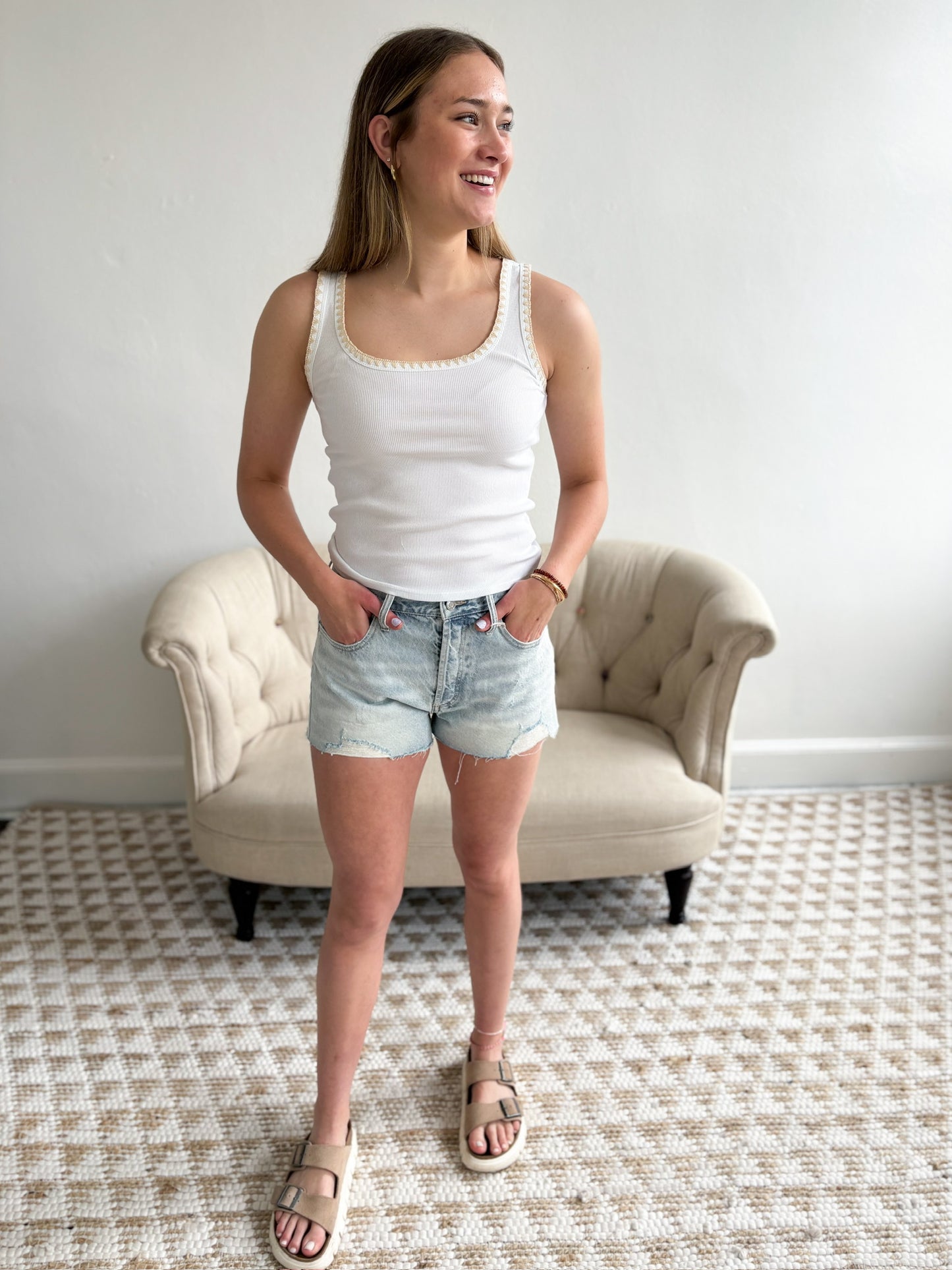 Jaidynn Rib Tank - White