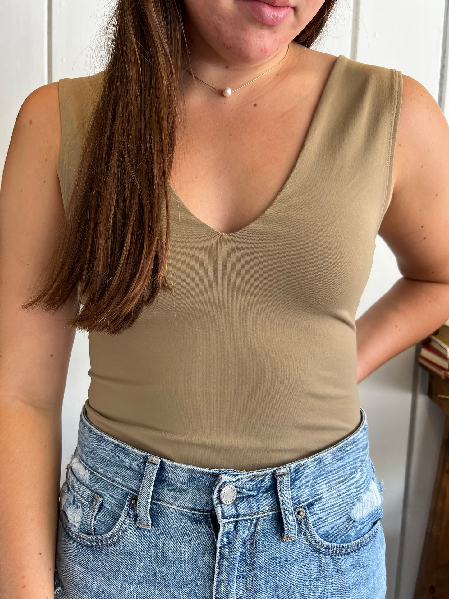 Keep It Sleek Bodysuit - Tan