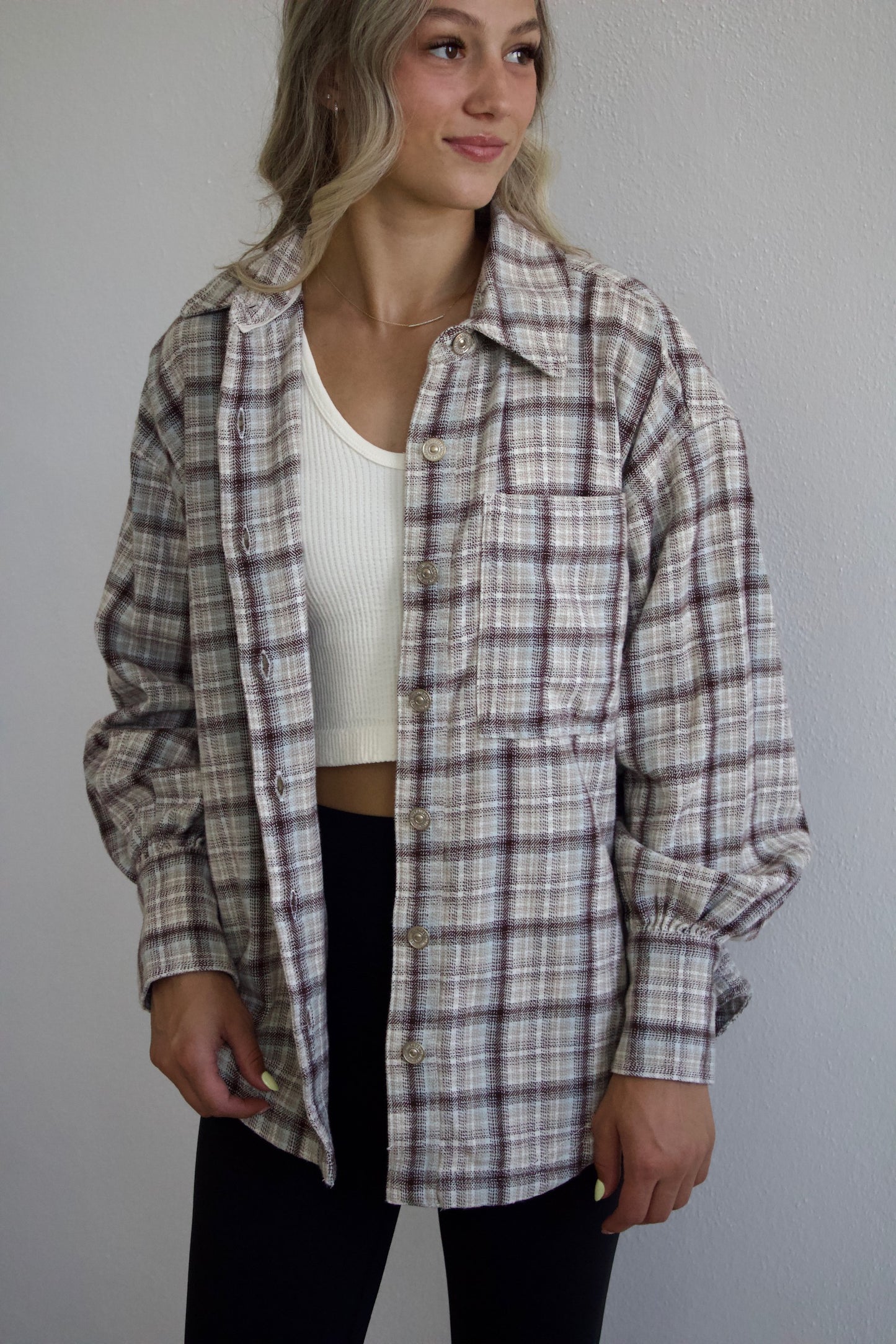 Ashley Plaid Shirt -  Ivory Combo