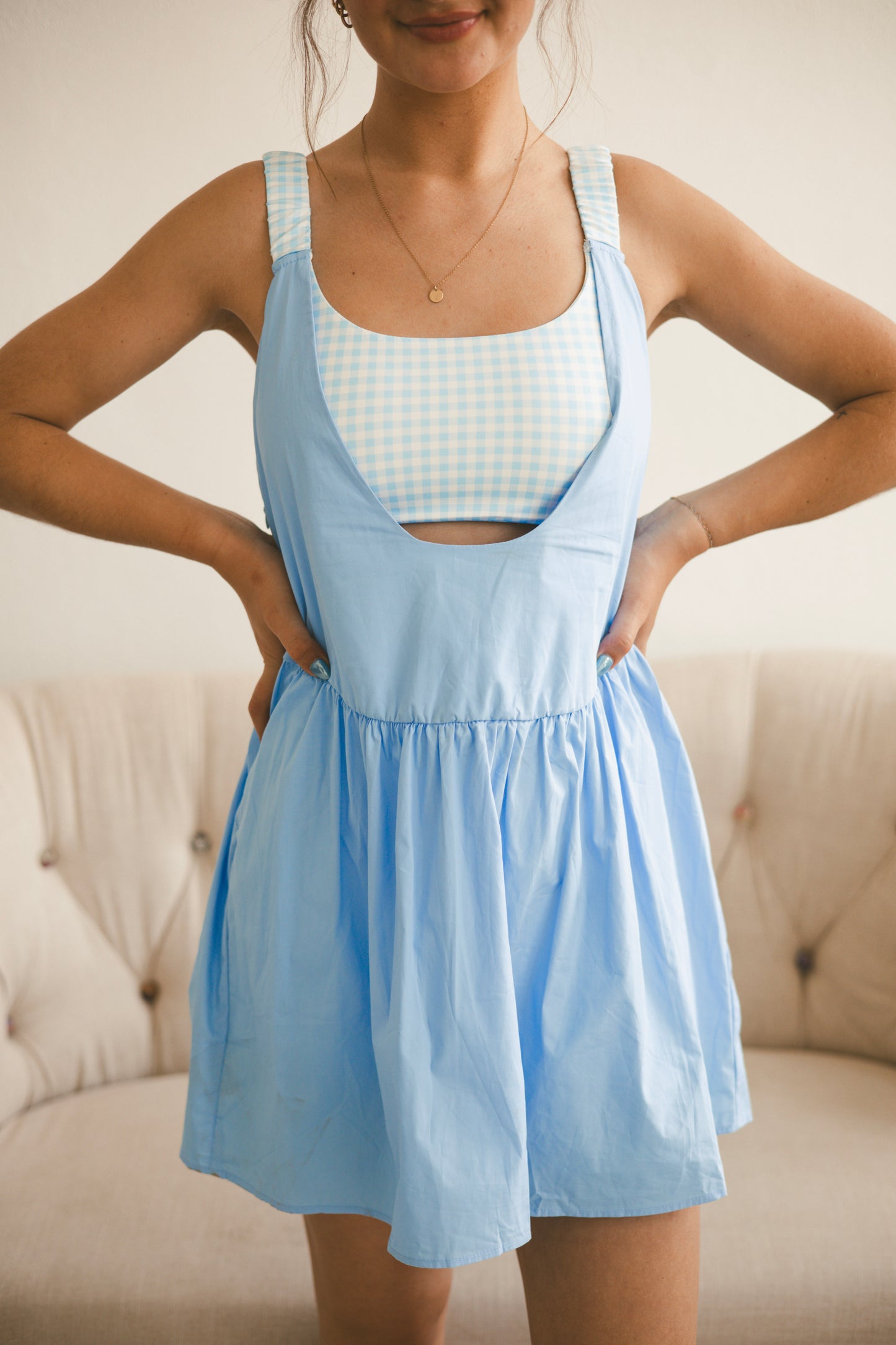 Beau Blue Gingham Romper
