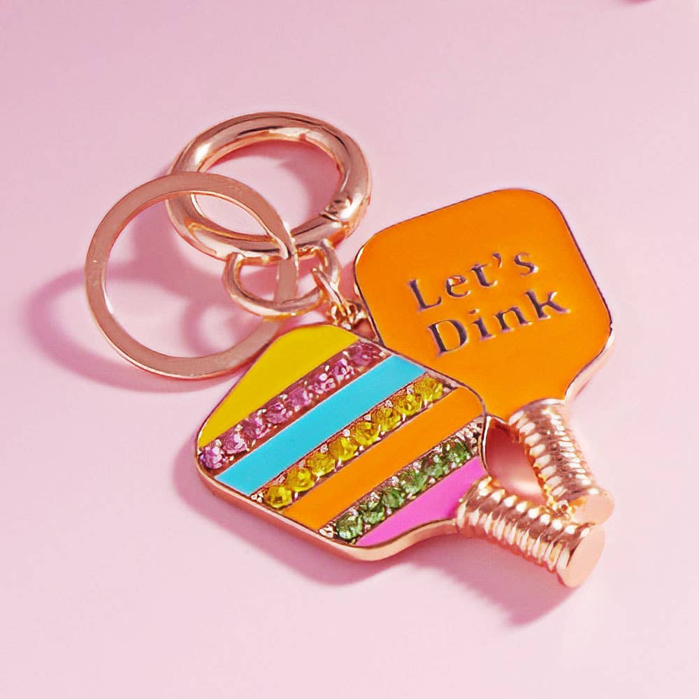 LETS DINK Pickleball Keychain Bag Charm - White