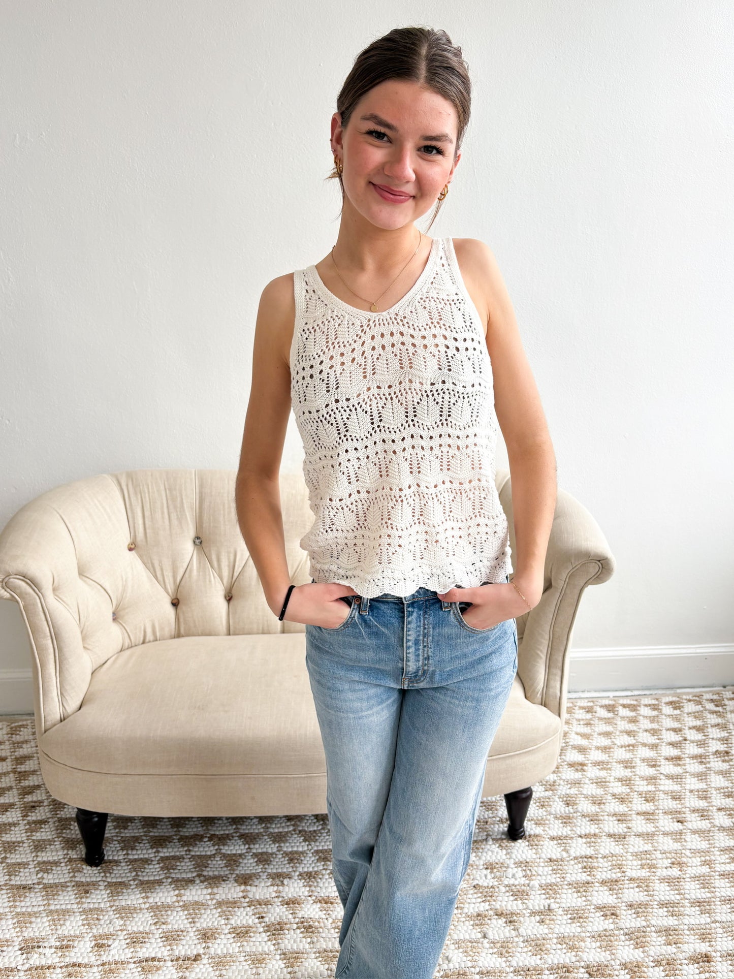 Alexis Knit Tank Top - White