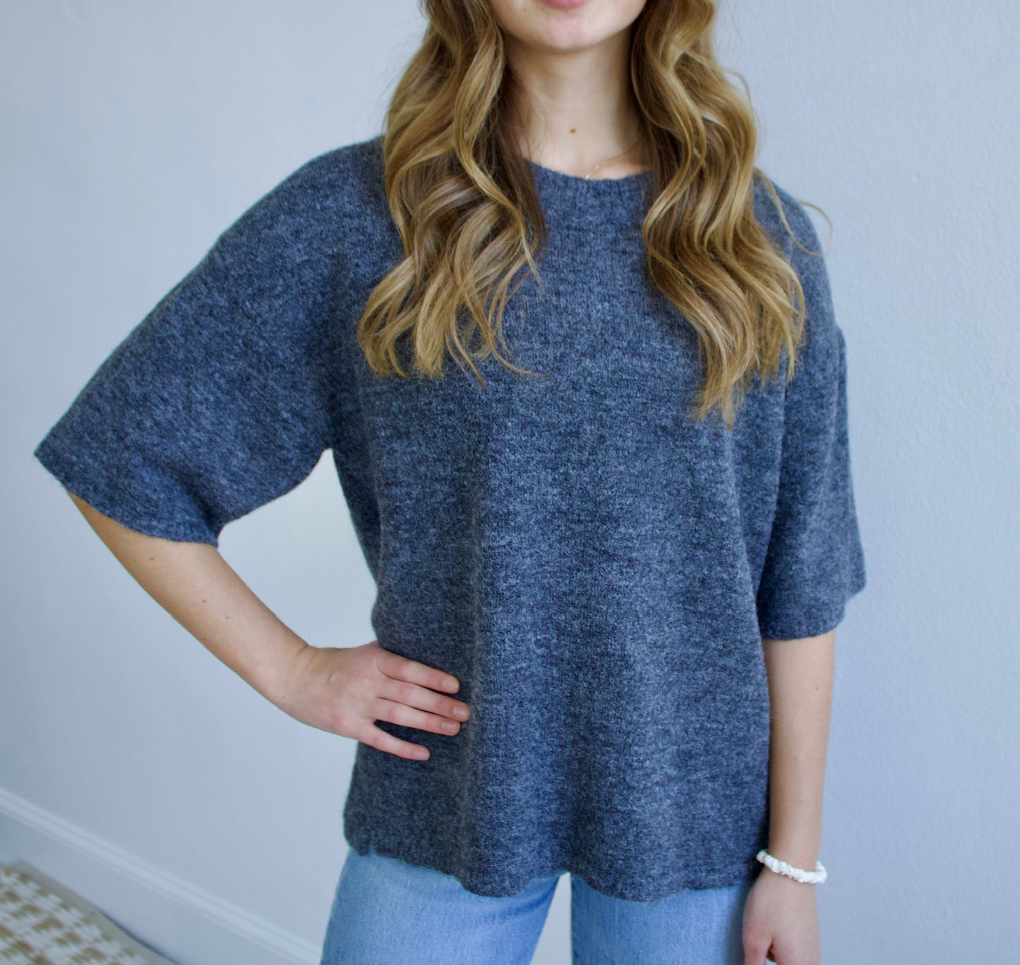 Margot Sweater Tee-Charcoal Heather