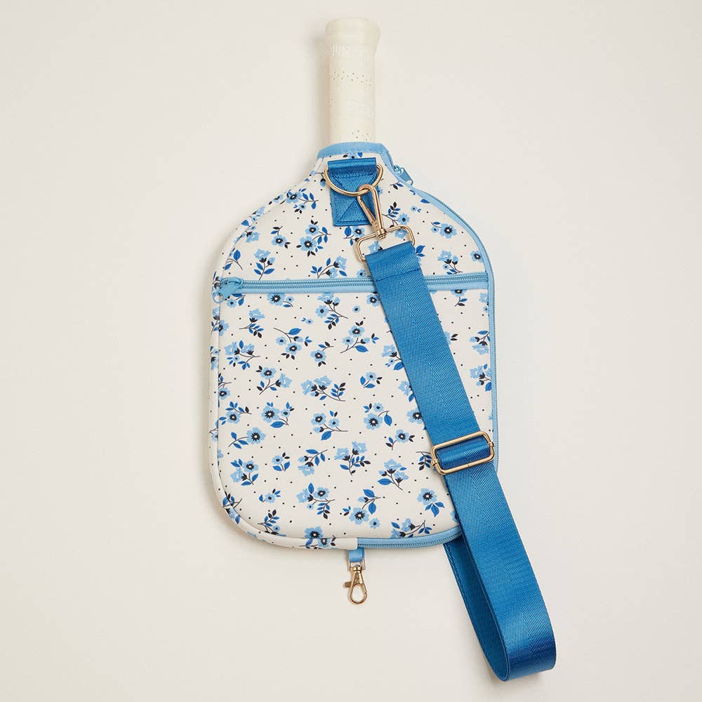 Floral Neoprene Pickleball Paddle Bag - Blue