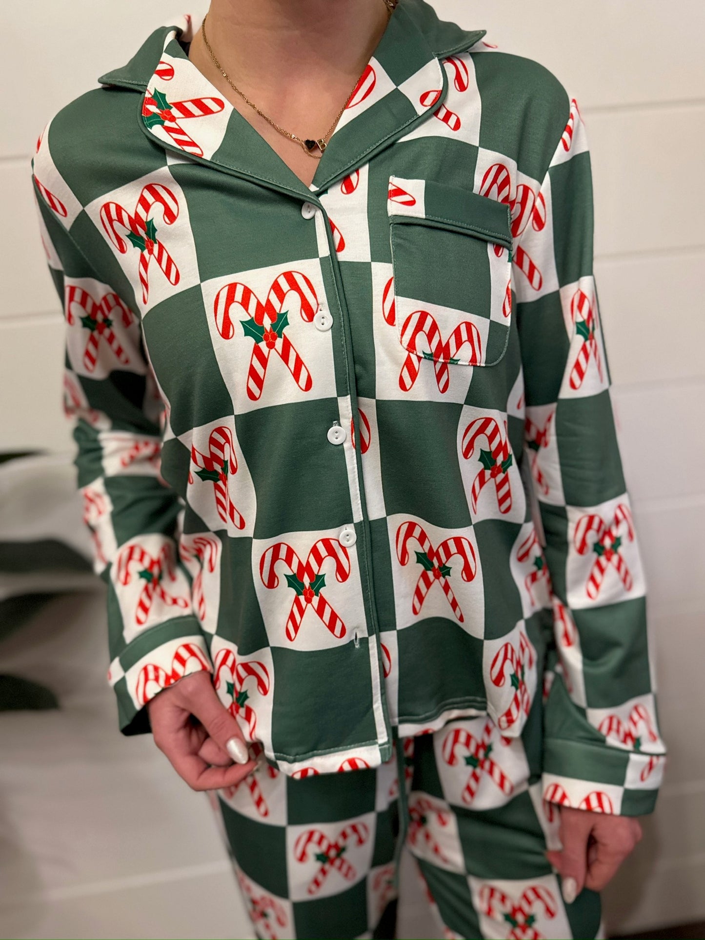Holly Jolly Check PJ Set - Green