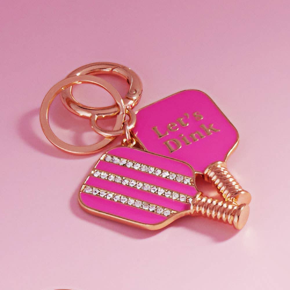 LETS DINK Pickleball Keychain Bag Charm - Hot Pink