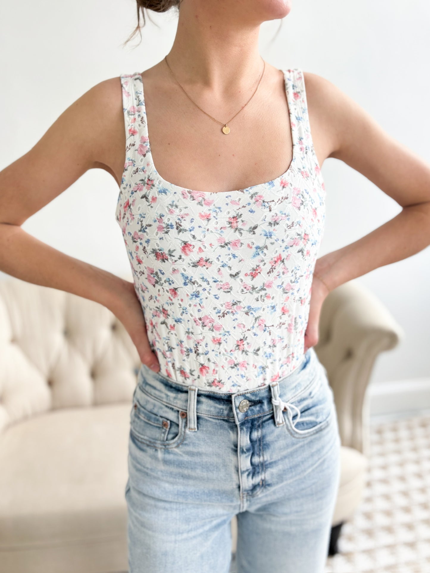 Jasmine Floral Sleeveless Bodysuit