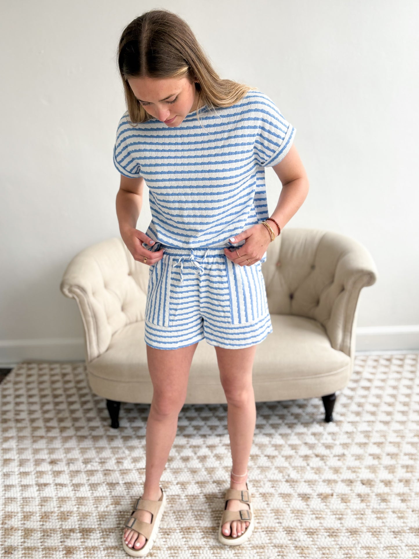 Laney Stripe Short Set - Blue
