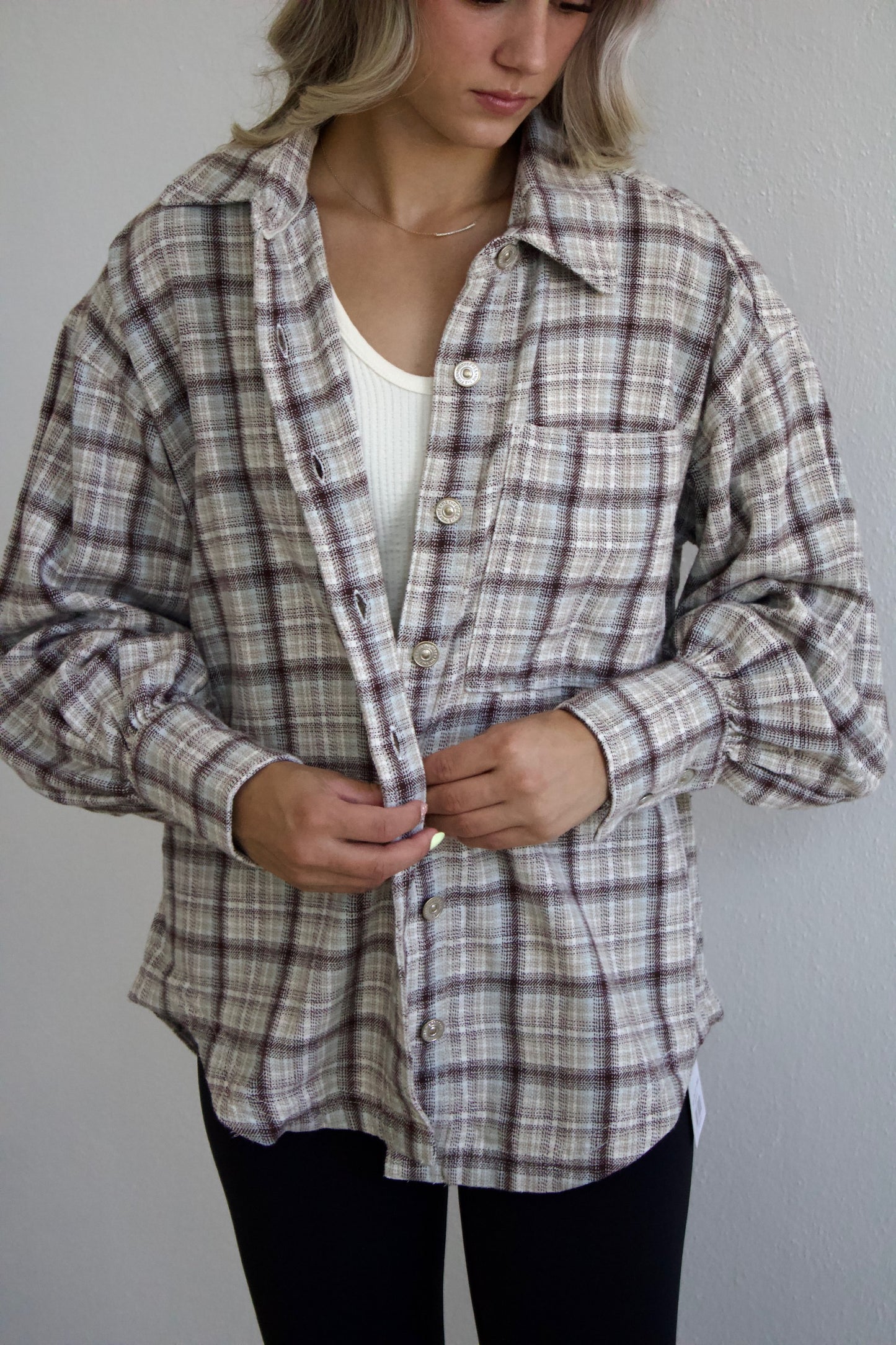 Ashley Plaid Shirt -  Ivory Combo
