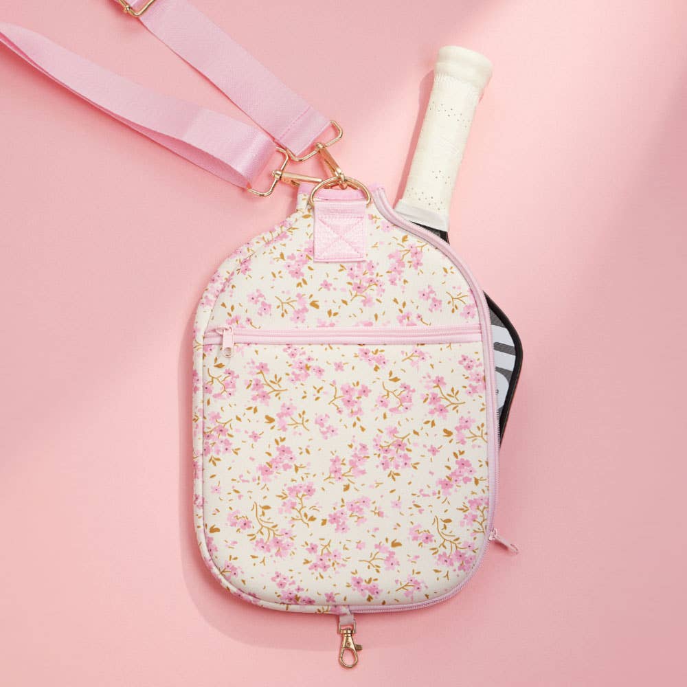 Floral Neoprene Pickleball Paddle Bag - Pink