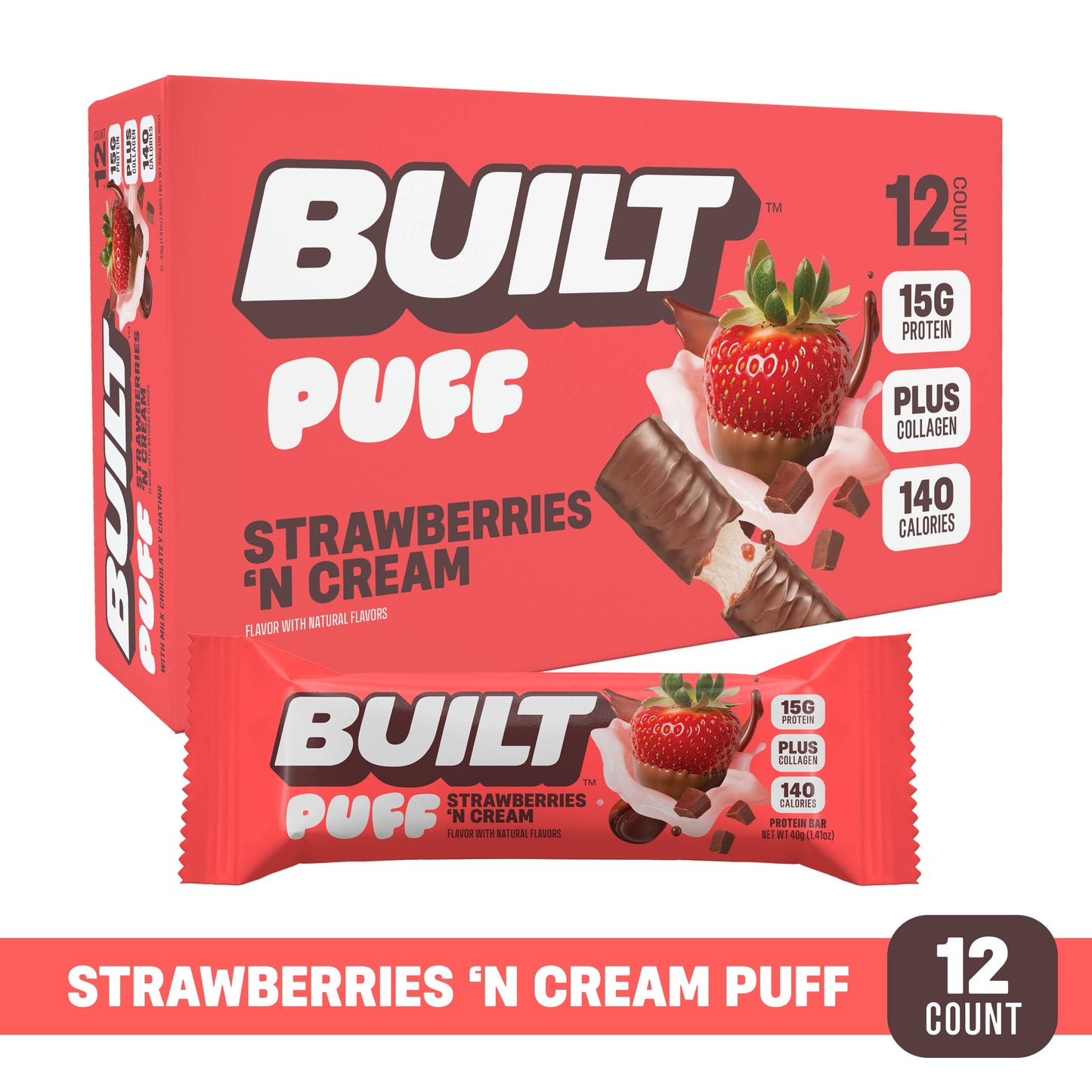 Built Single Puff Protein Bar - Strawberries ‘N Cream