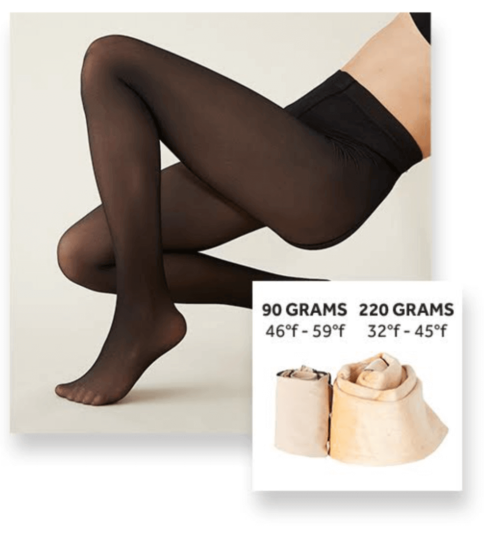 Skin Illusion Fleeced Tights: Black/Beige / L/XL / 220 grams