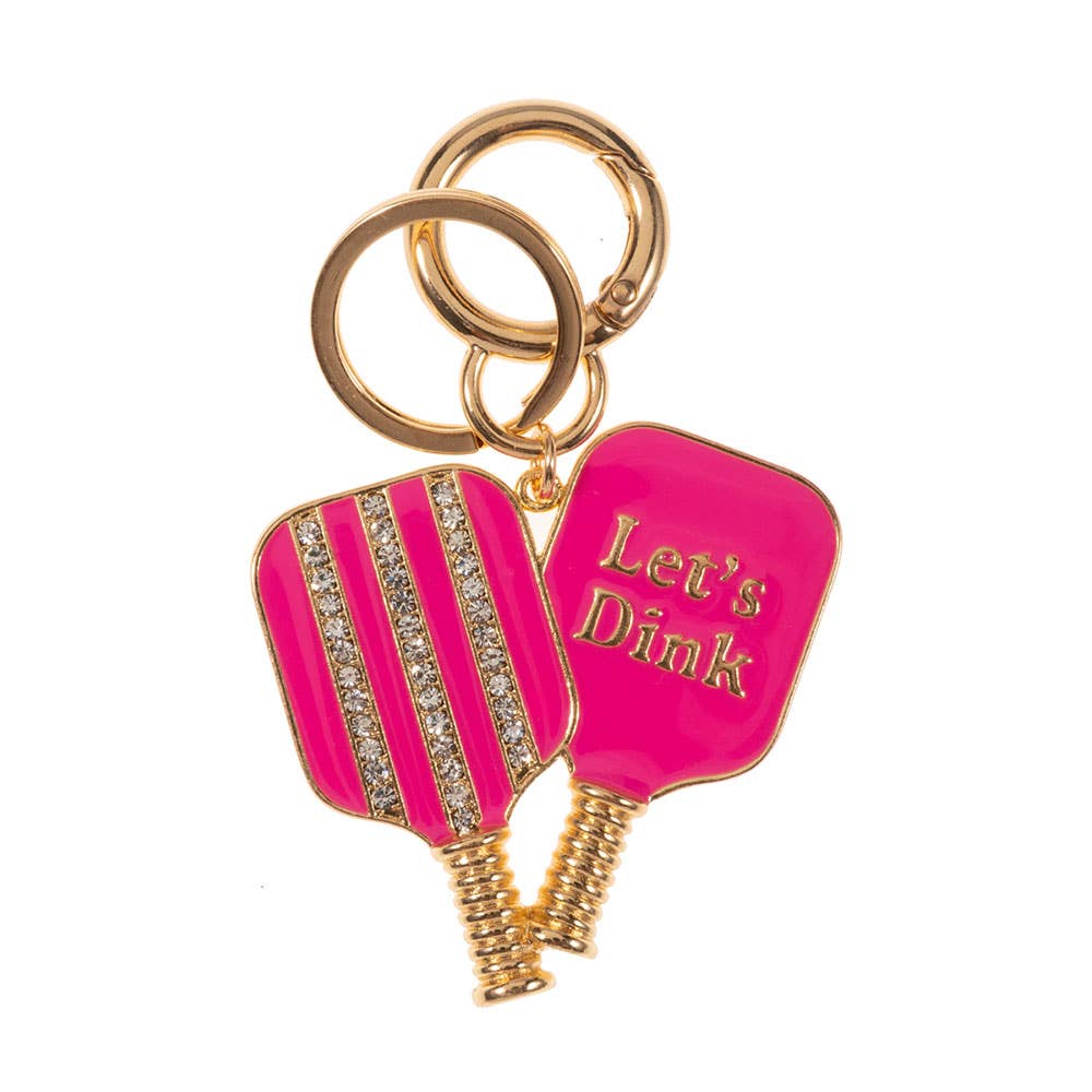 LETS DINK Pickleball Keychain Bag Charm - White
