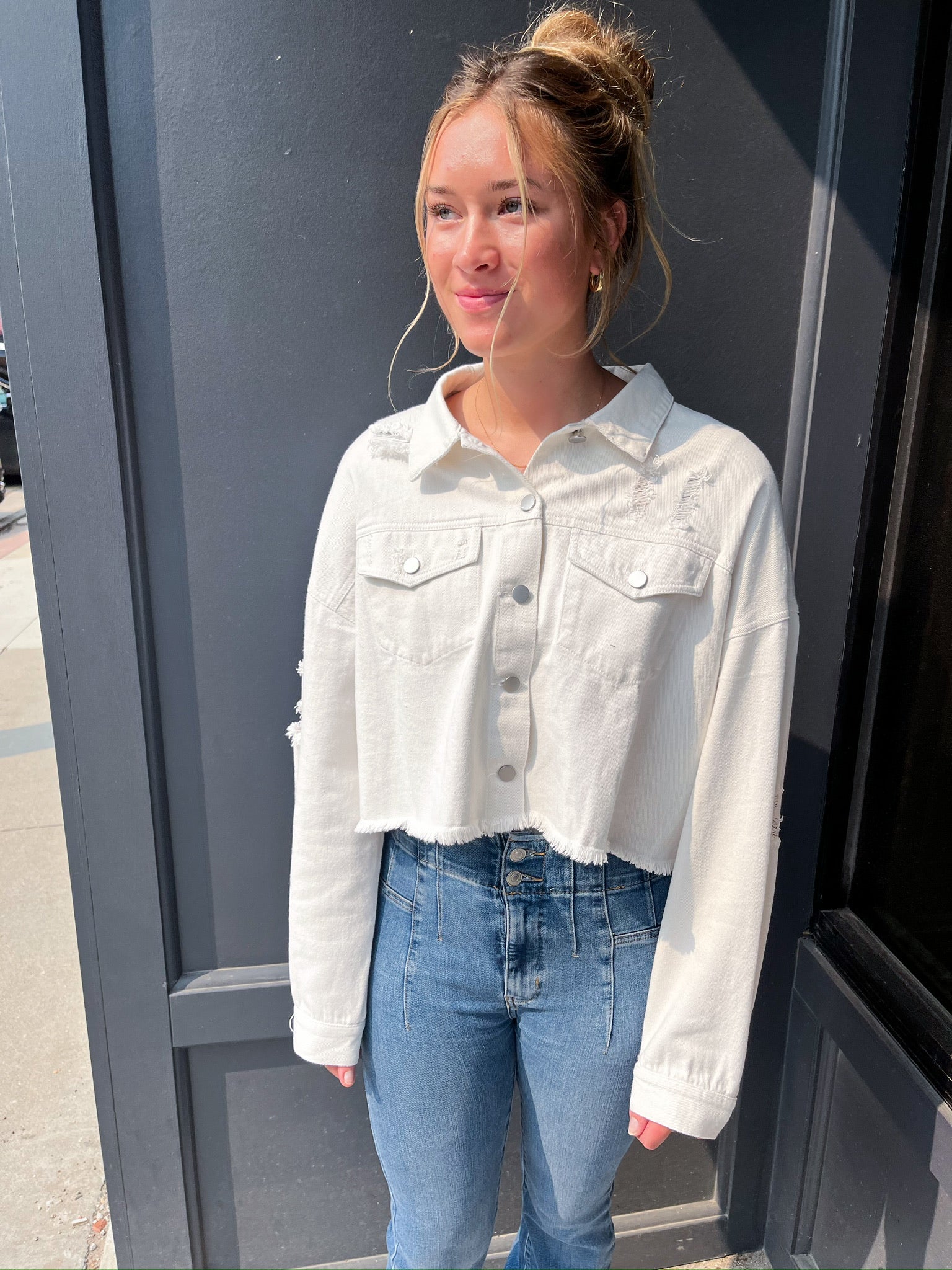 Star Rhinestone Fringe Denim Jacket Star Rhinestone Fringe Denim Jacket