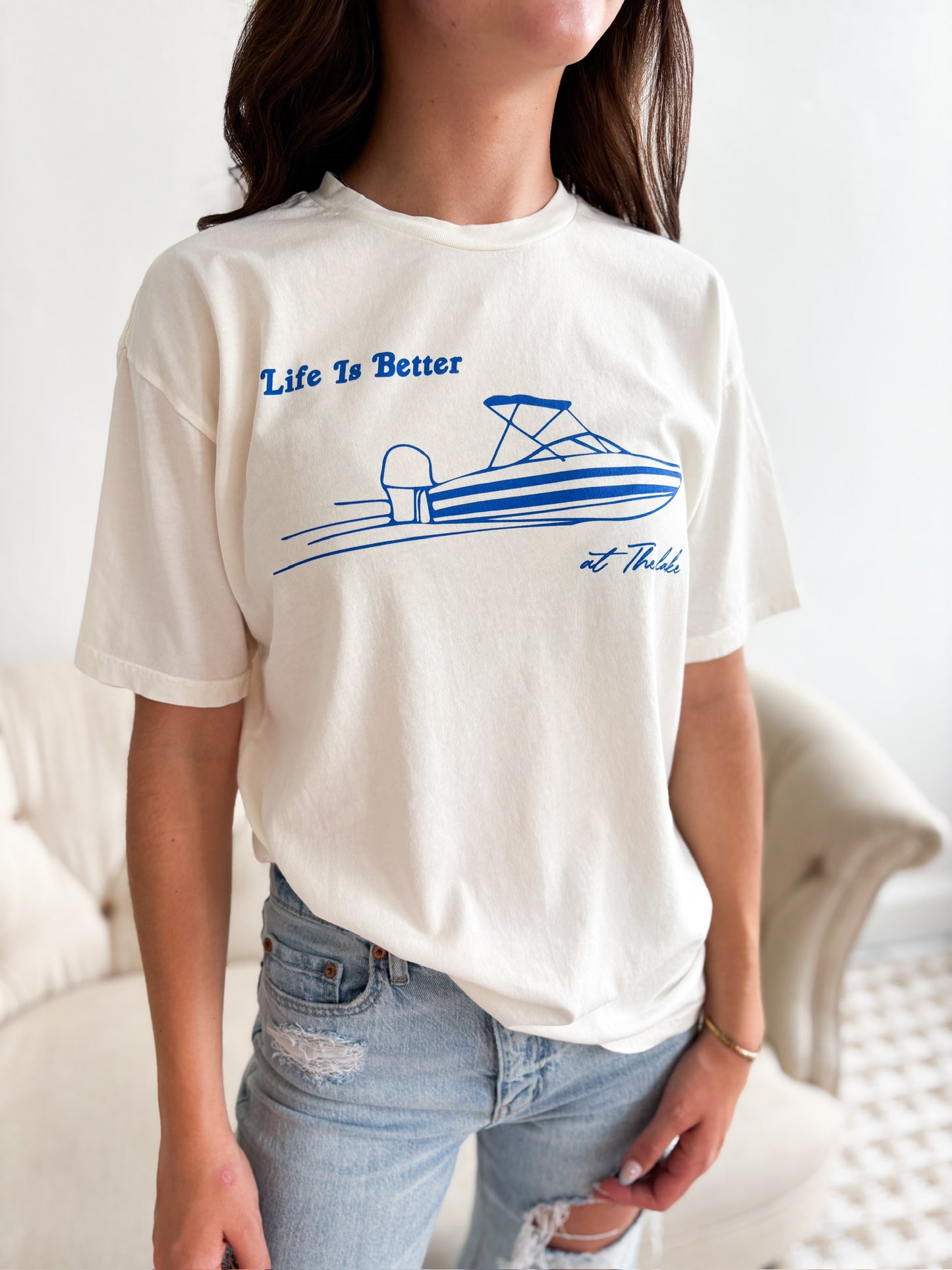 Life Is Better At The Lake Graphic Top - Cream