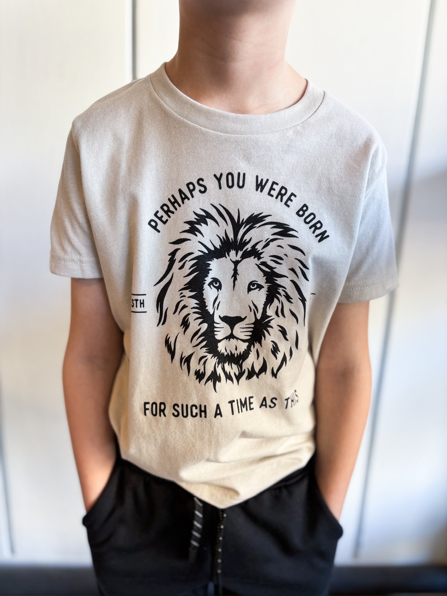 Esther Lion Graphic Kids Tee - Stone