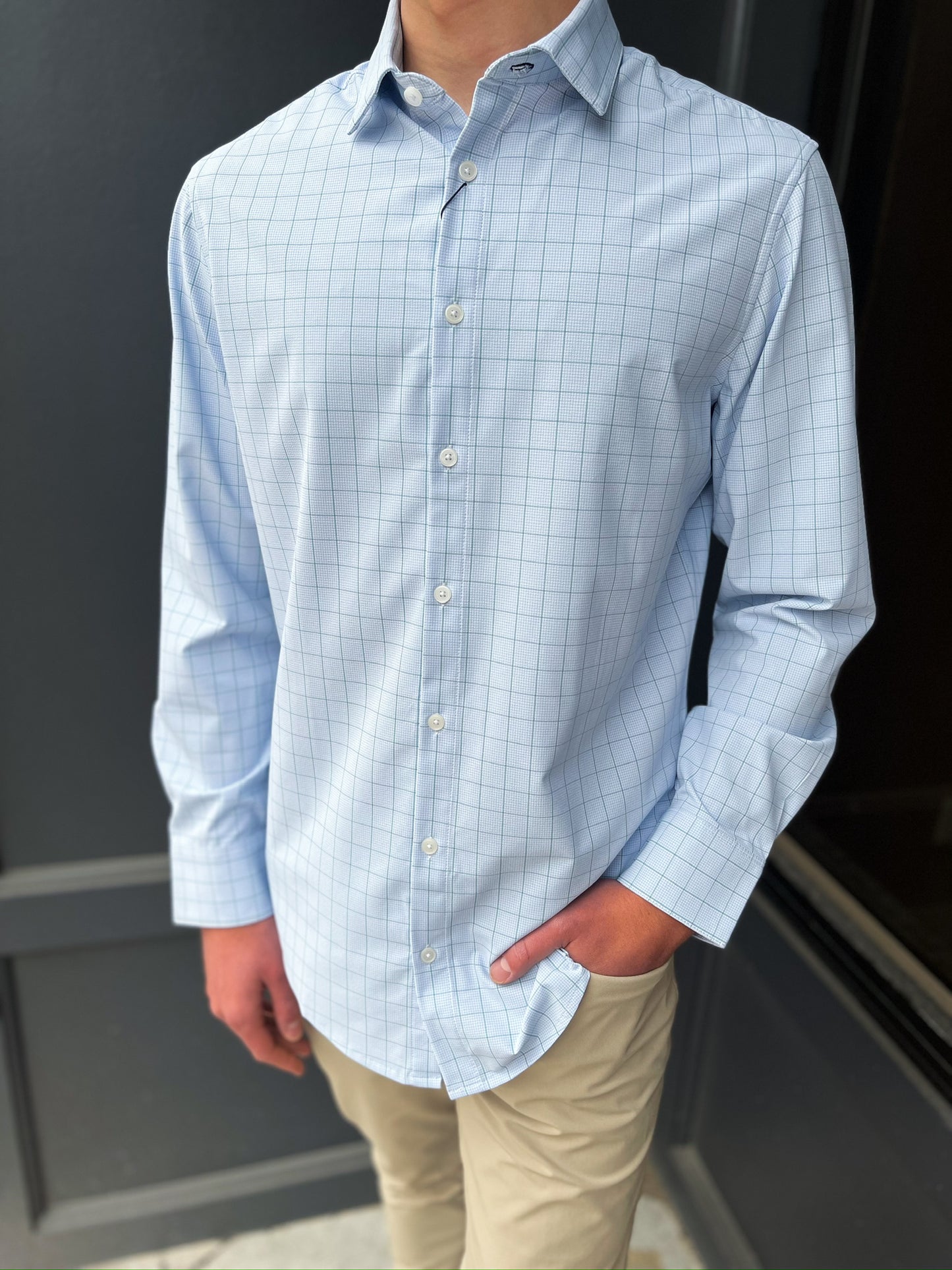 Leeward LS - Sky Crayton Plaid
