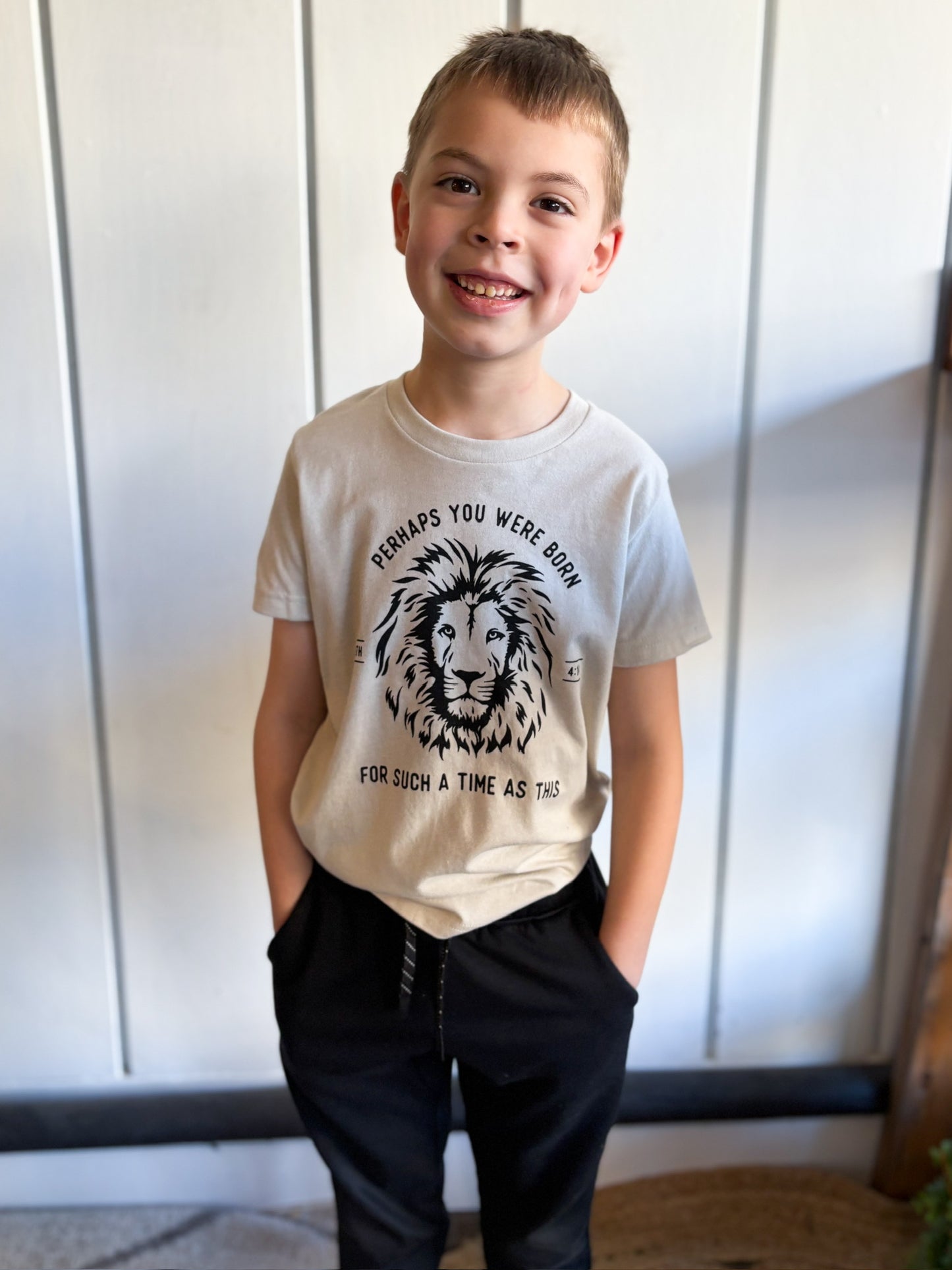 Esther Lion Graphic Kids Tee - Stone