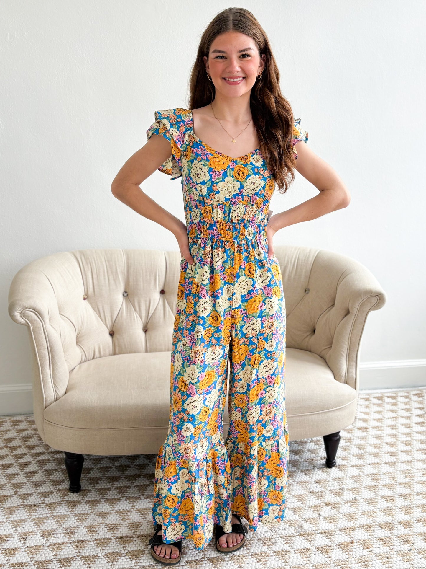 Serene Floral Cut Out Jumpsuit