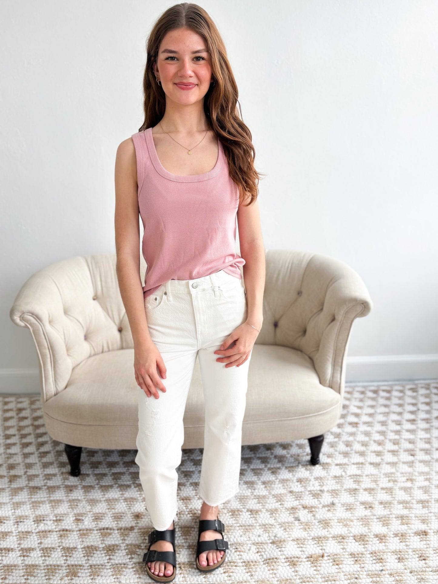 Elin Rib Tank - Pink Smoke