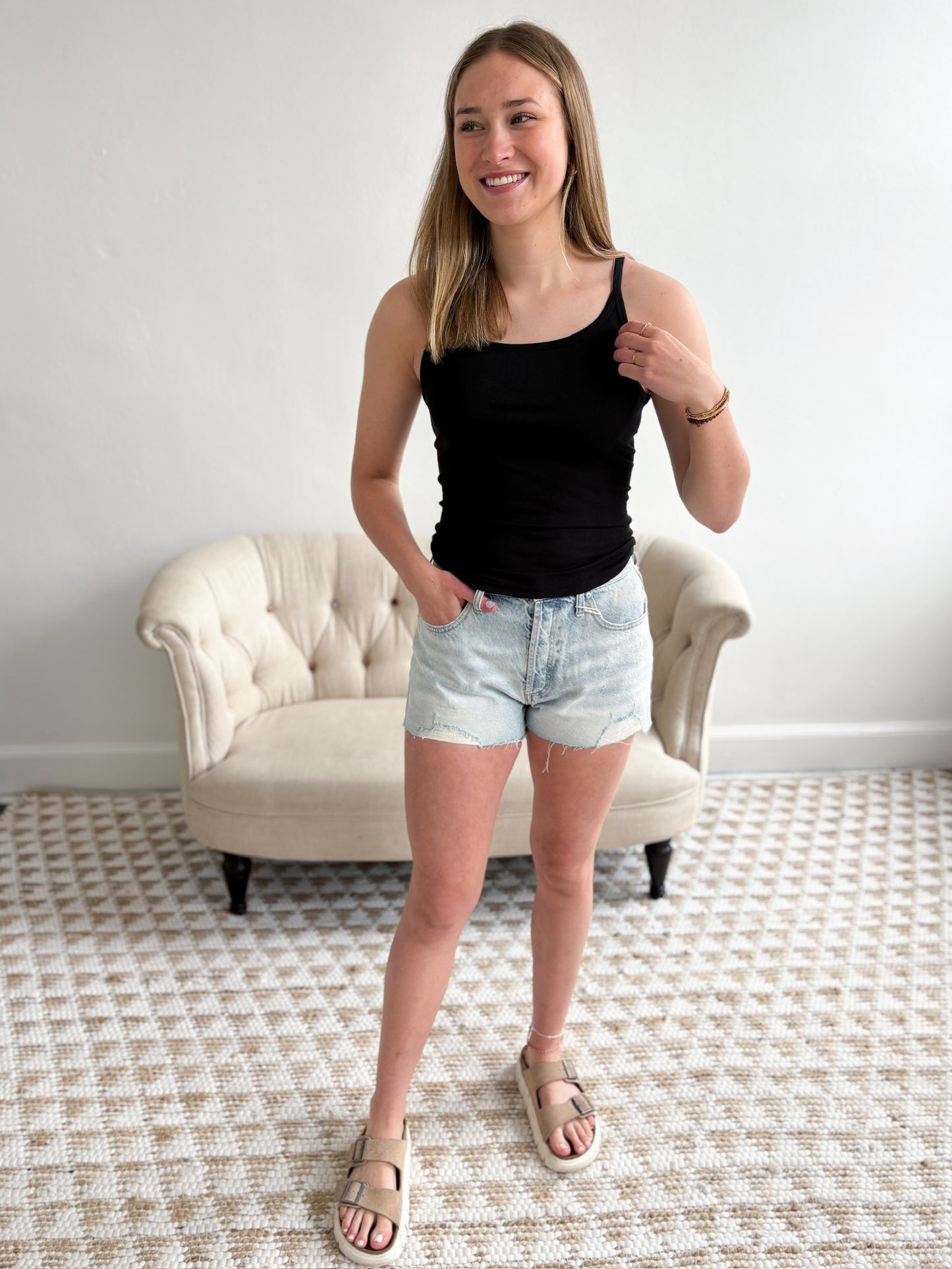 Jaidynn Rib Tank - Black