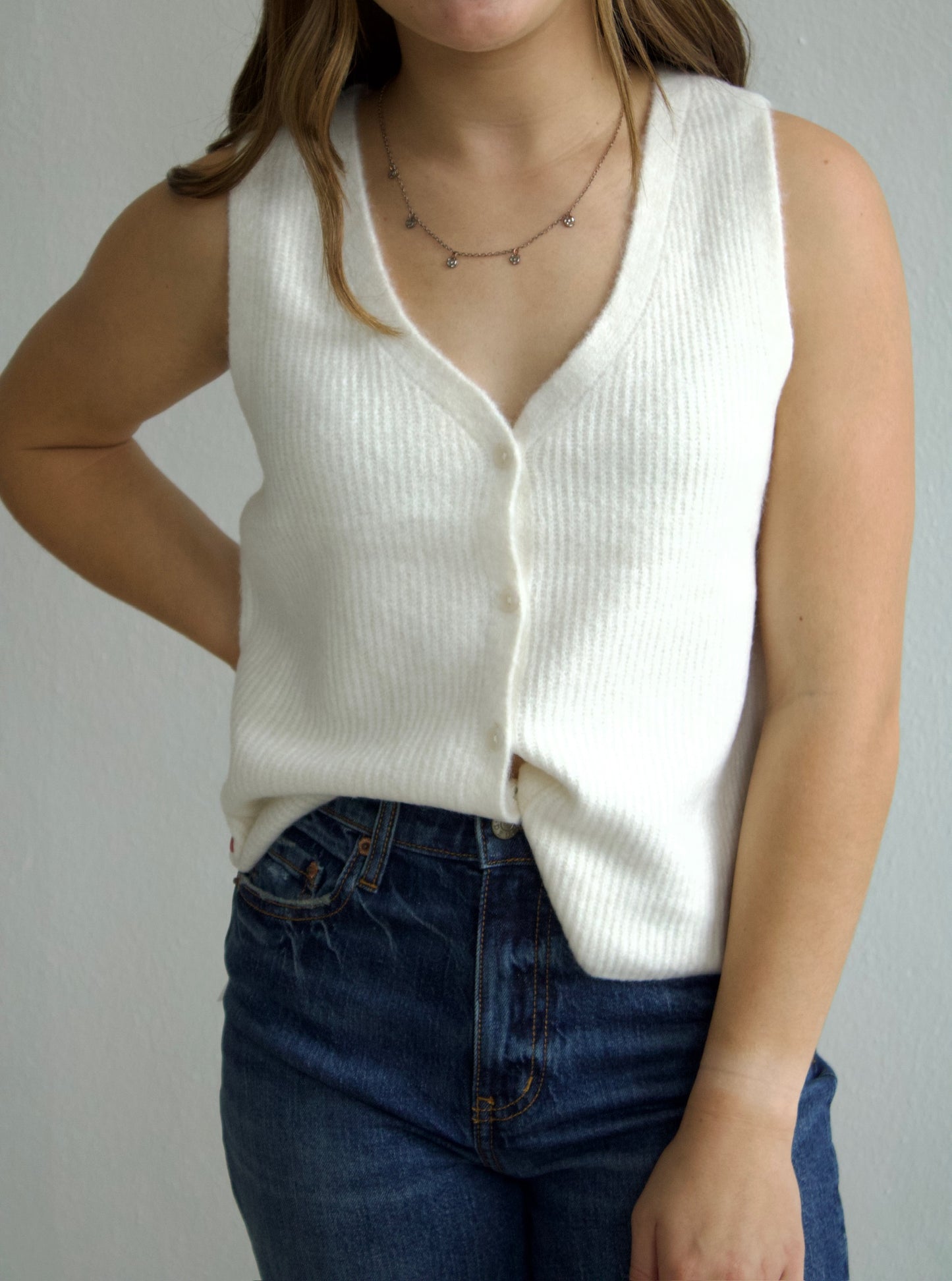 Bryce Sweater Vest - Crystal