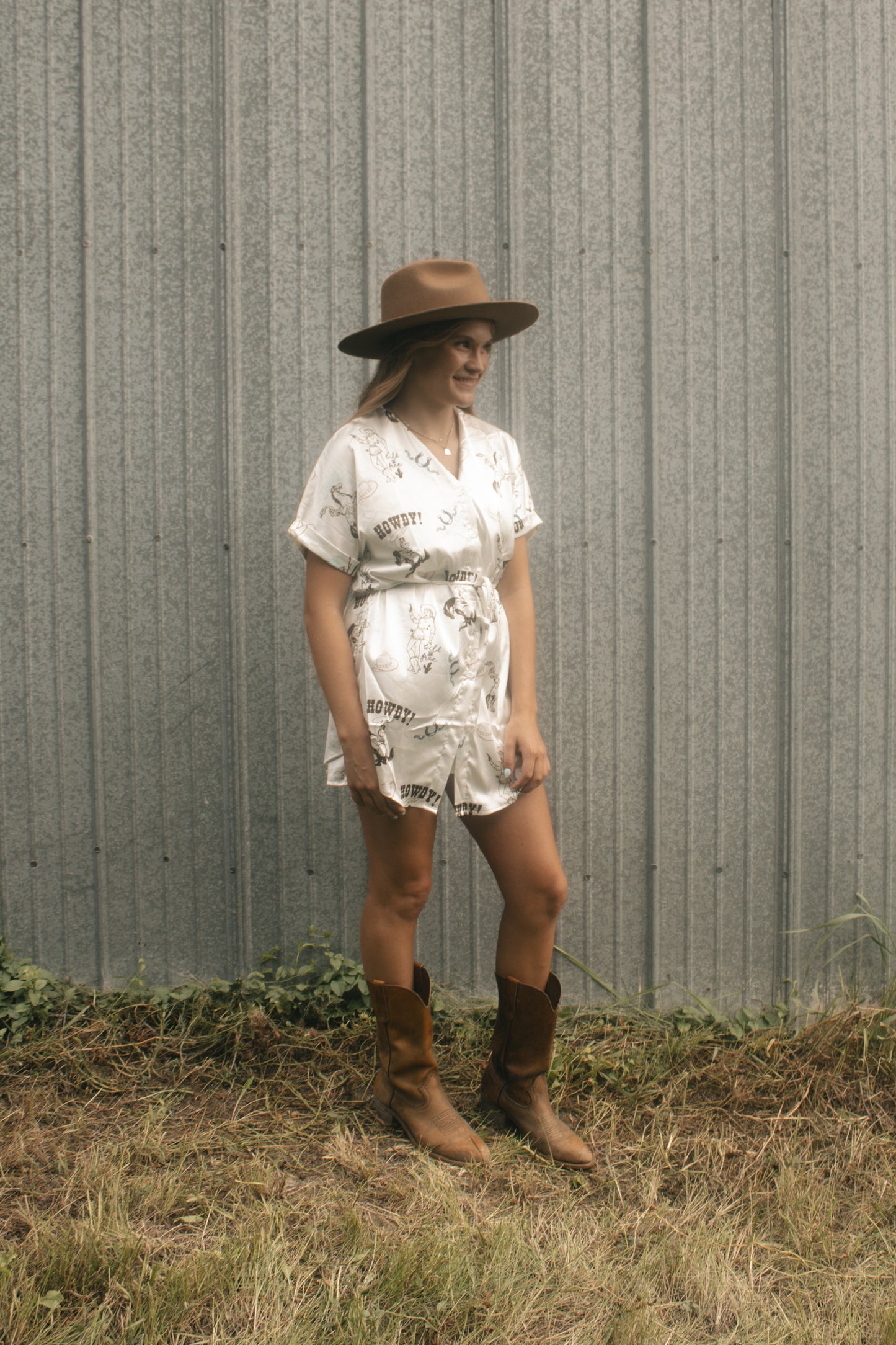 Cowgirl Satin Shirt Dress