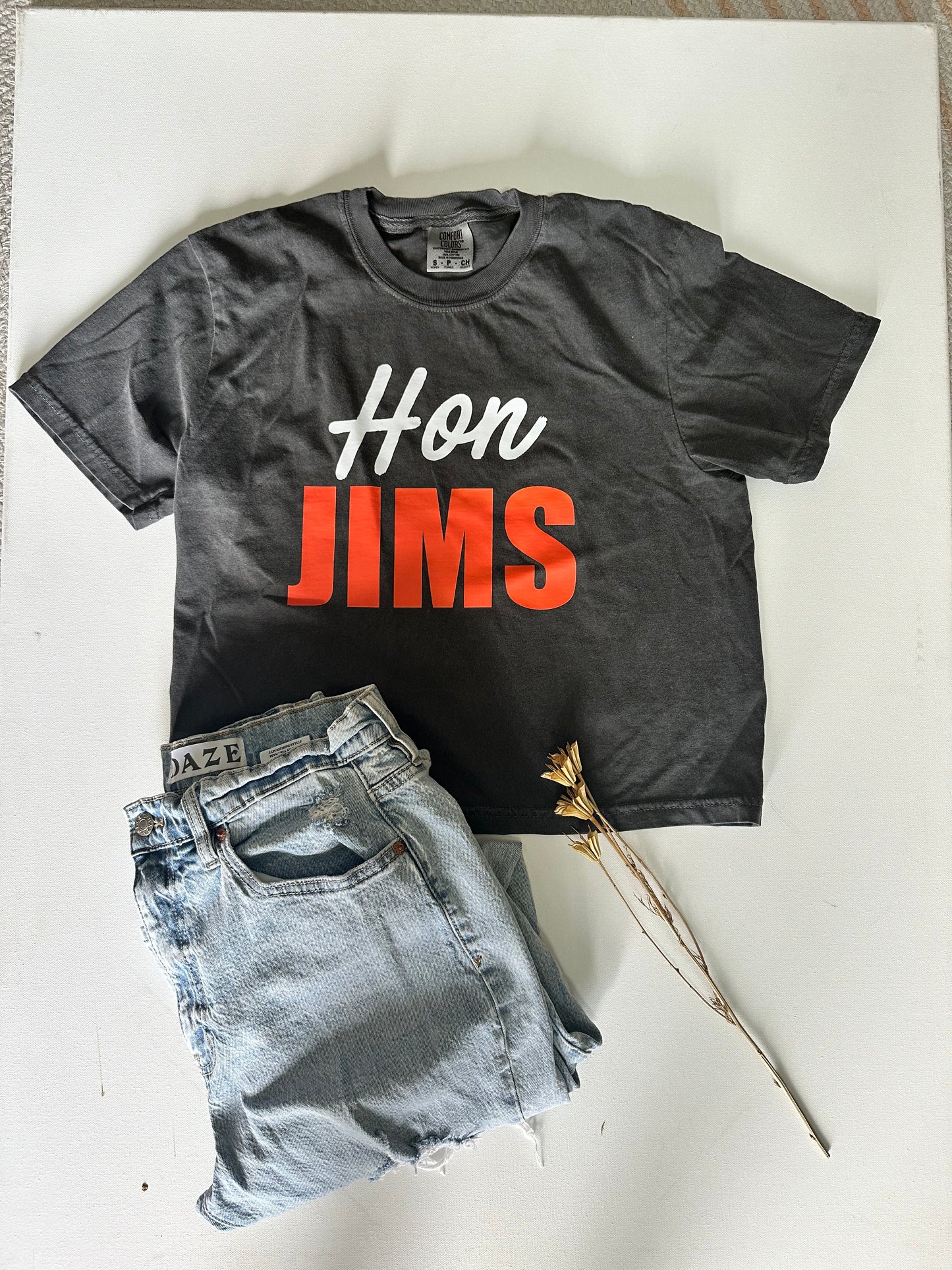 Hon Jims Cropped Tee-Washed Grey