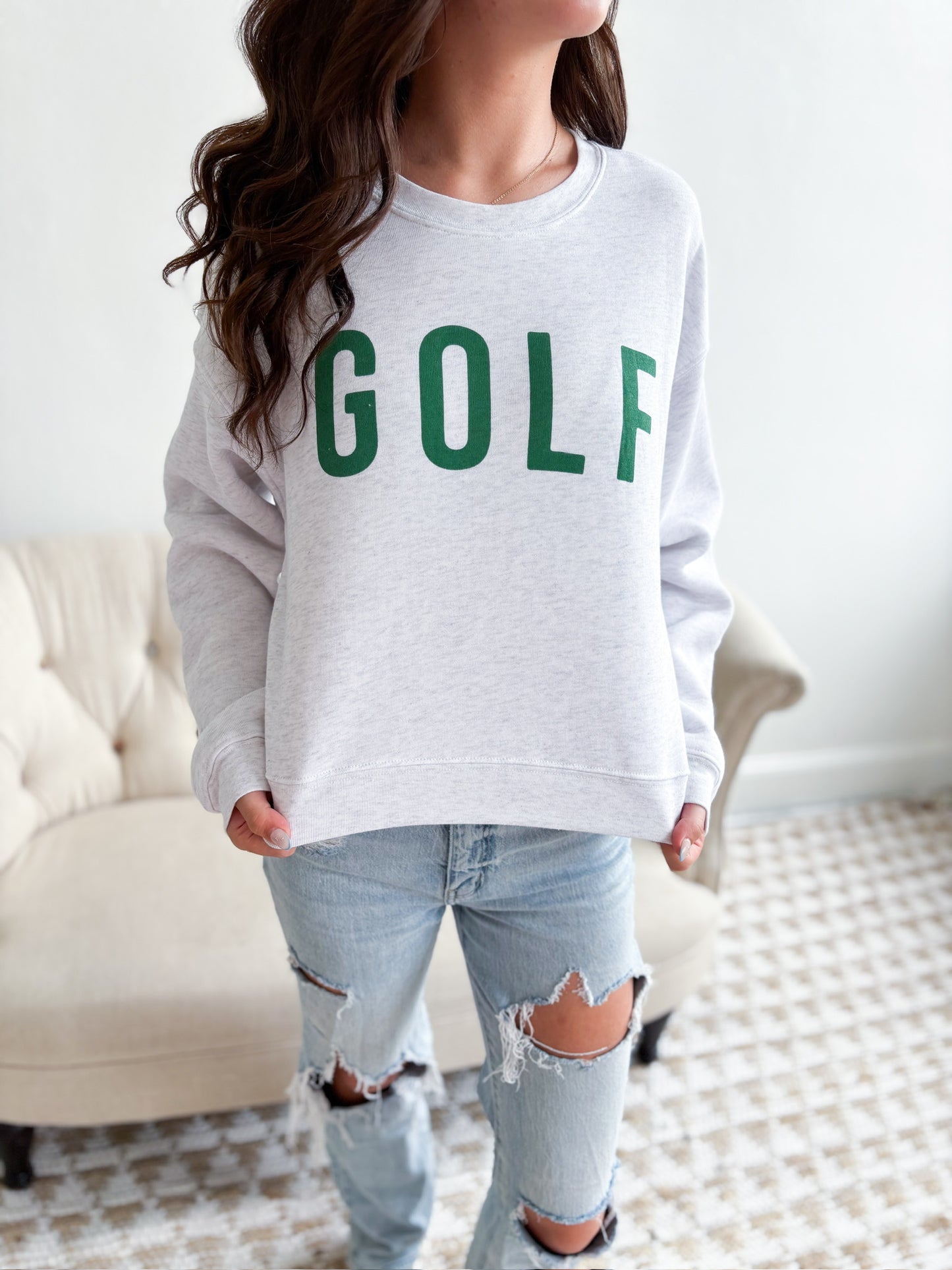 Golf Cropped Pullover - White Heather