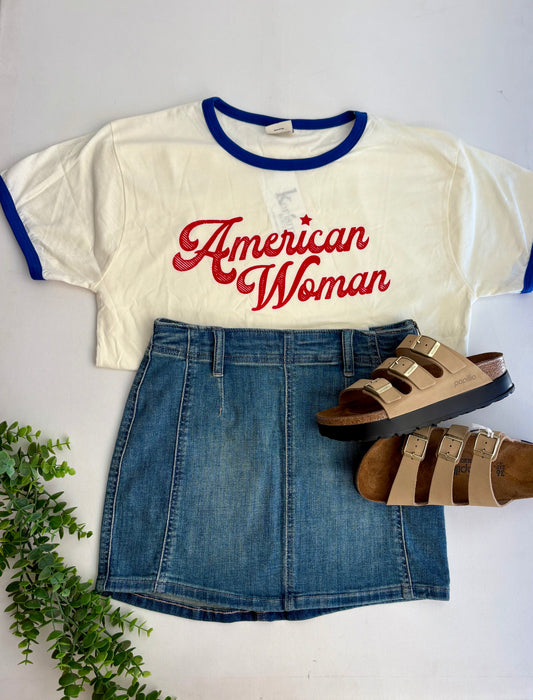 American Woman Ringer T-Shirt - Royal