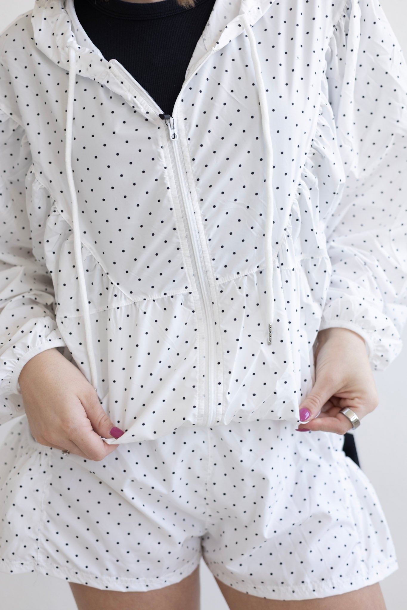 White Polka Dot Flare Short