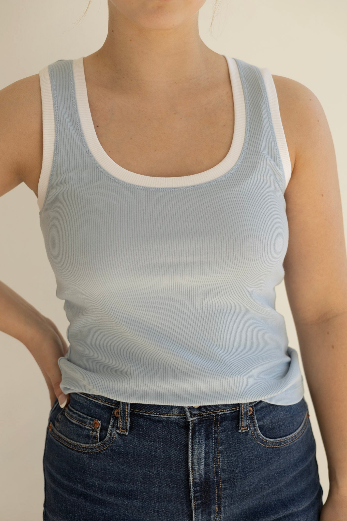 Sirena Colorblocked Rib Tank - Coast