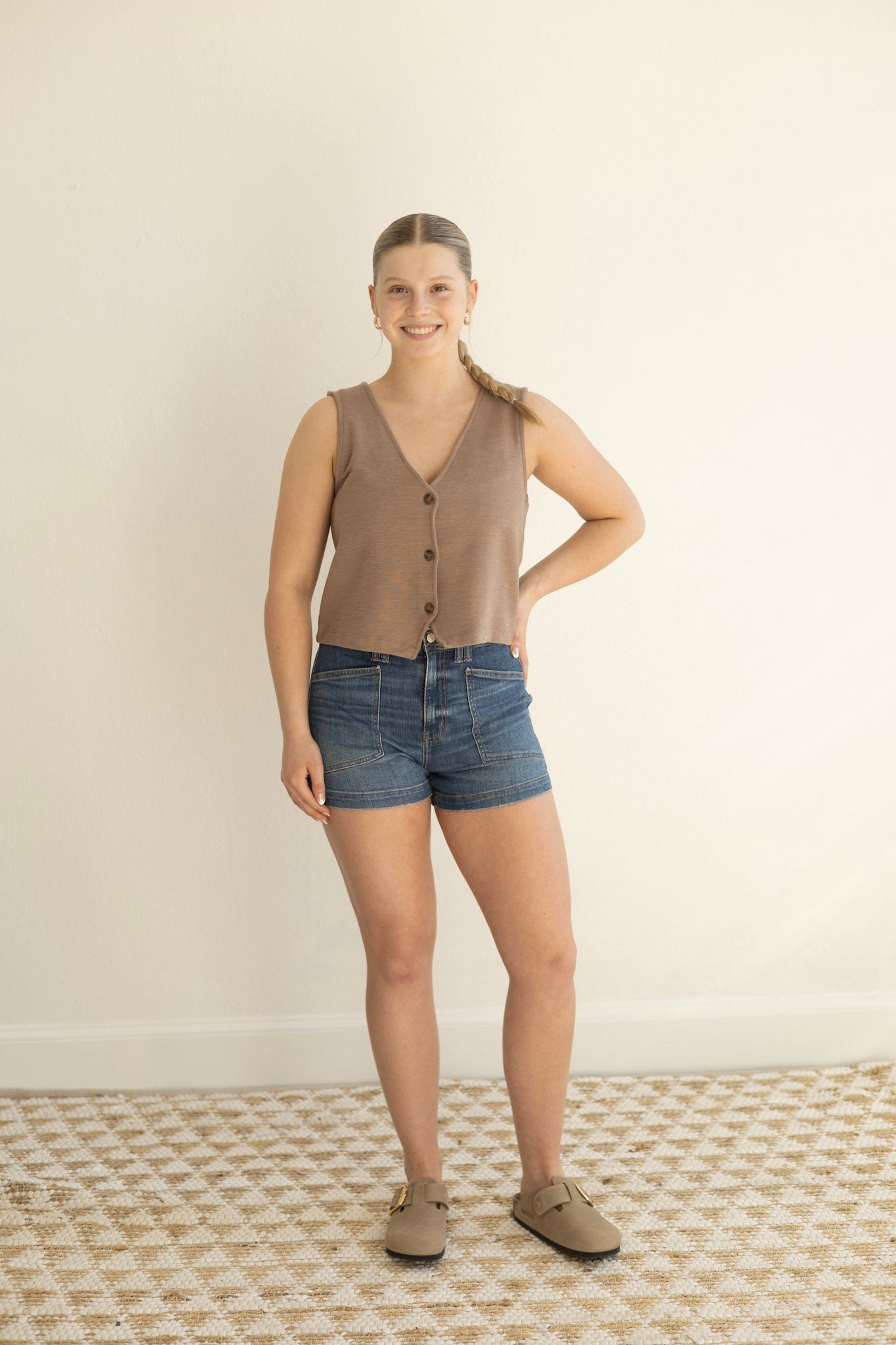 Noelle Textured Tank Top - Milk Shake