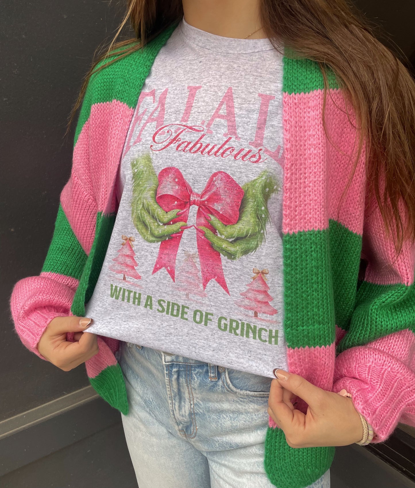 Grinchy Cardigan/Tee Set