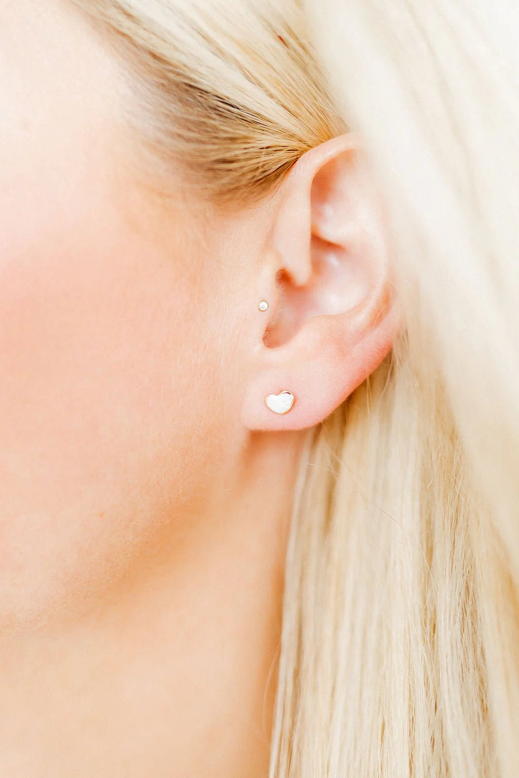 Nora Heart White Studs