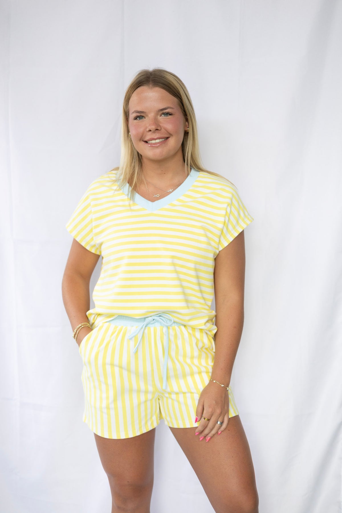 Yellow Stripe Tee/Short Set