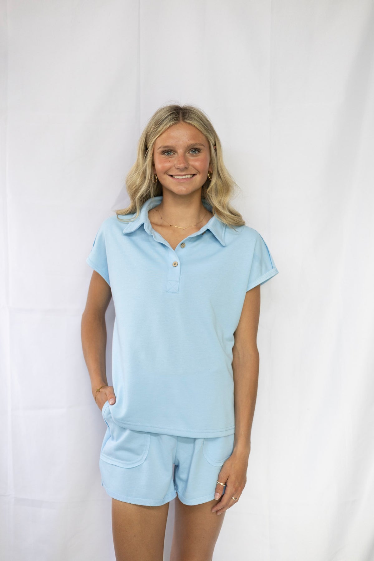 Mist Blue Polo Tee/Short Set