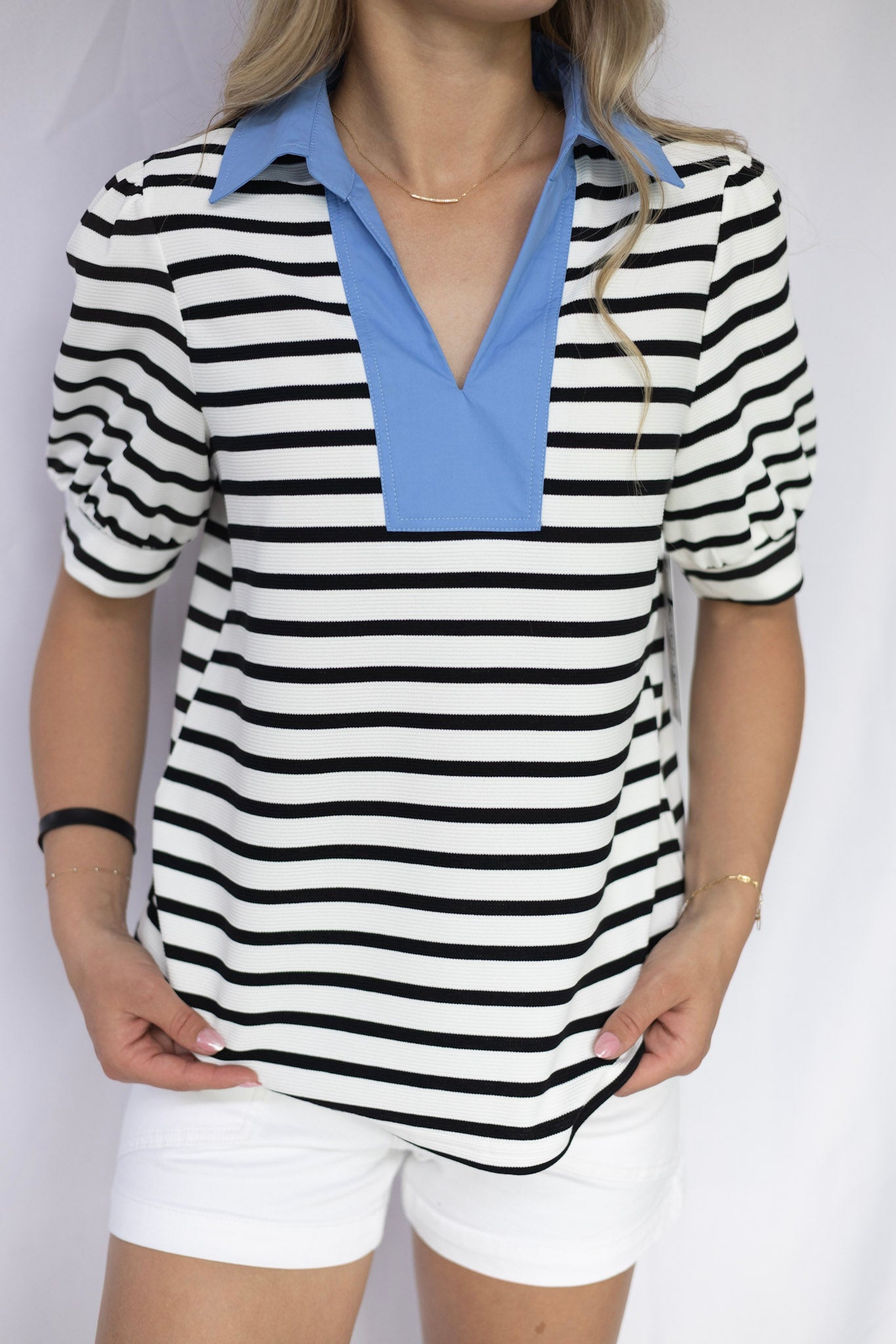 Black Stripe Color Block Polo