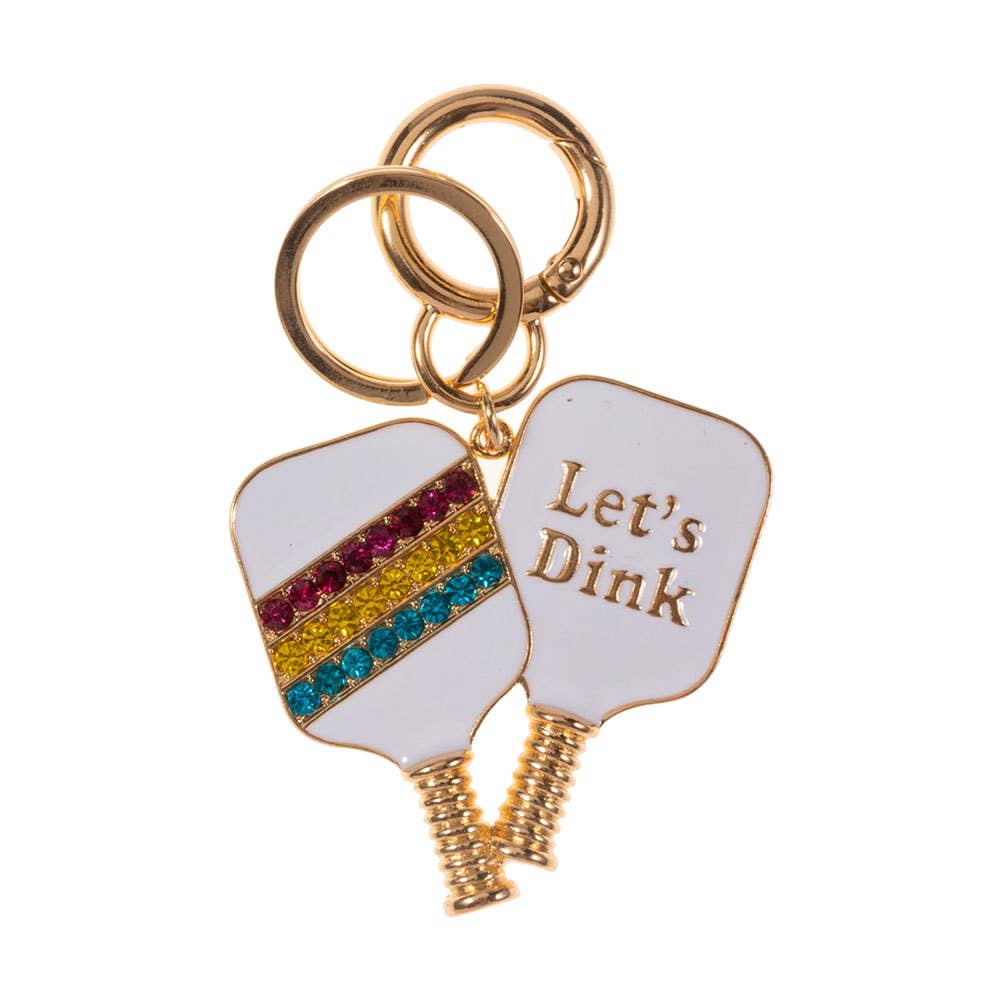 LETS DINK Pickleball Keychain Bag Charm - White