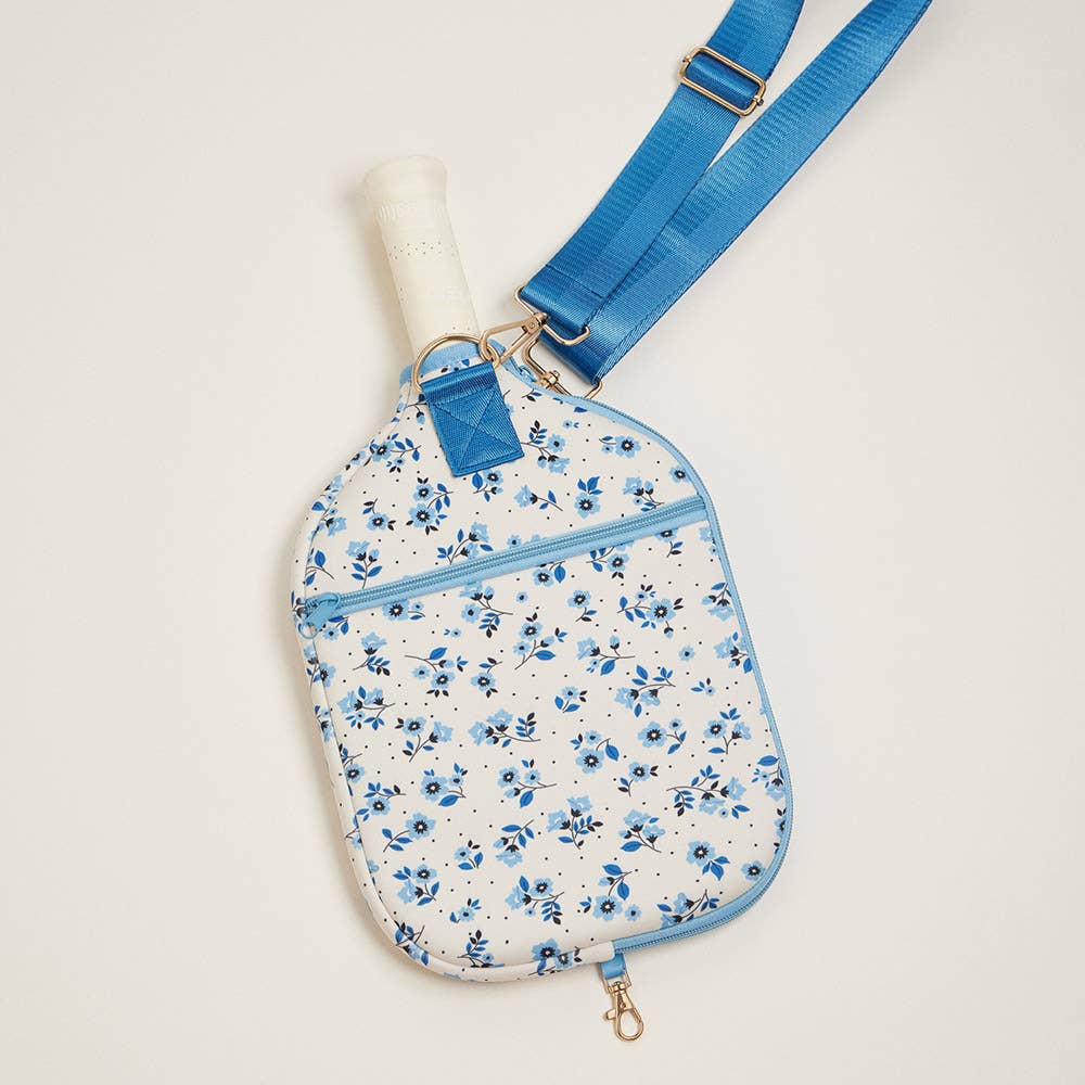Floral Neoprene Pickleball Paddle Bag - Blue