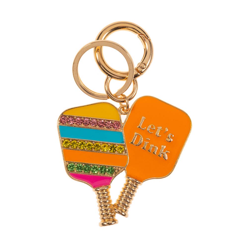 LETS DINK Pickleball Keychain Bag Charm - White