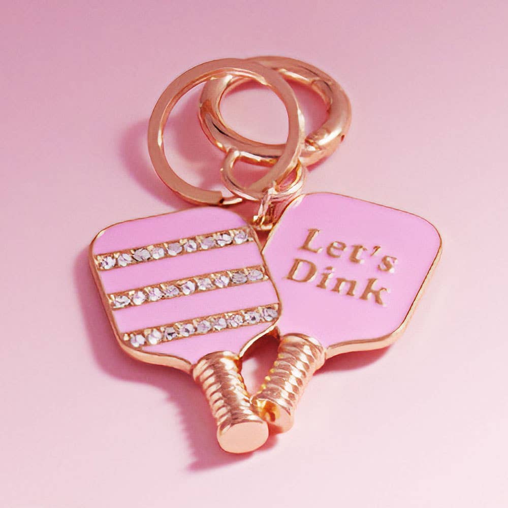 LETS DINK Pickleball Keychain Bag Charm - White