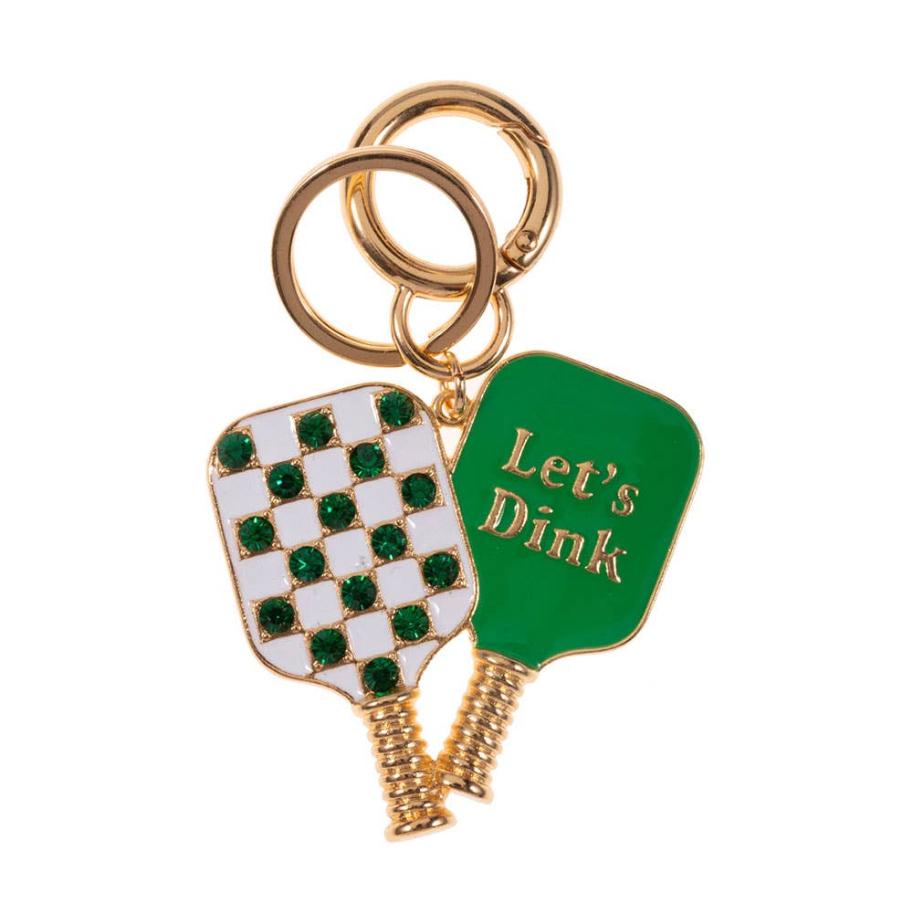 LETS DINK Pickleball Keychain Bag Charm - White